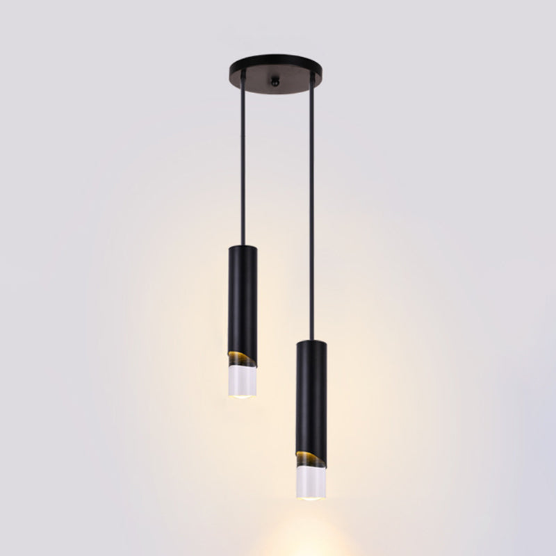 Pendre à LED cylindrique en acrylique dans la lampe suspendue en fer forgé de style créatif moderne pour chambre à coucher