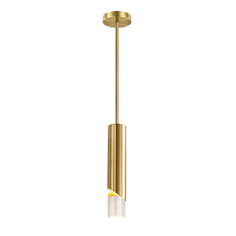 Pendre à LED cylindrique en acrylique dans la lampe suspendue en fer forgé de style créatif moderne pour chambre à coucher