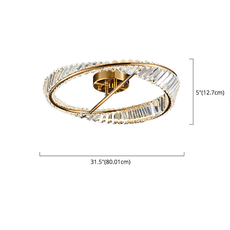 Moderne modische kreisförmige LED -Deckenleuchte Elektroplate Metall -Metall -Halbflush -Halterung mit Kristallschatten