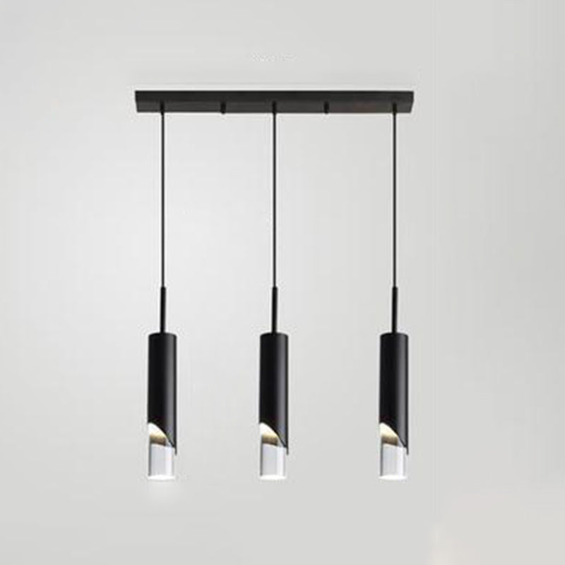 Modern Simplicity Cylindrical LED Hanging Lamp Electroplate Metal Pendant Light with Acrylic Shade