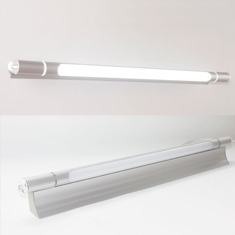 Lámpara de montaje de pared de aluminio plateado apliques de luz de pared de tocador contemporáneo para el baño