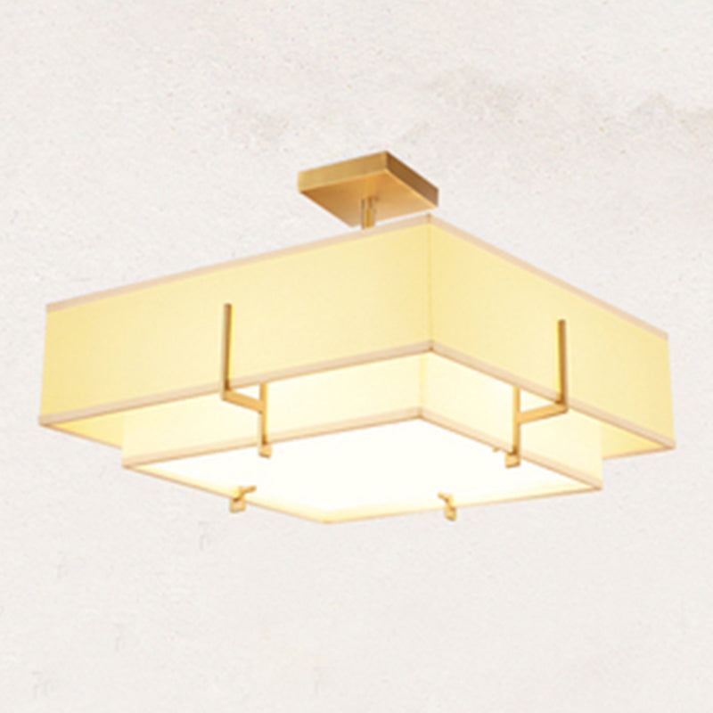 Geometrische semi -flush mount licht traditionele stof semi -spoelbevestiging plafondarmatuur