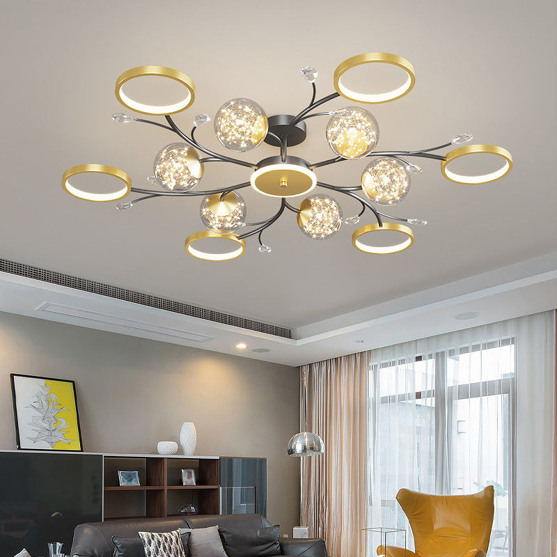 Circle Semi Flush Mount Light Fixture Acrylic Modern Flush Mount Ceiling Light Fixtures for Bedroom