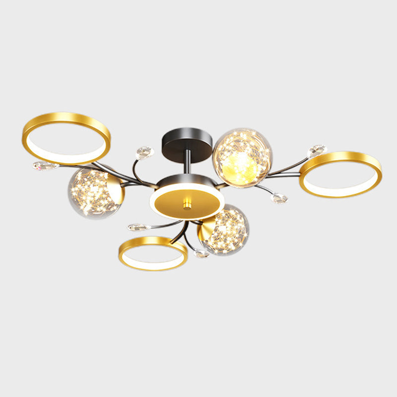 Circle Semi Flush Mount Light Fixture Acrylic Modern Flush Mount Ceiling Light Fixtures for Bedroom