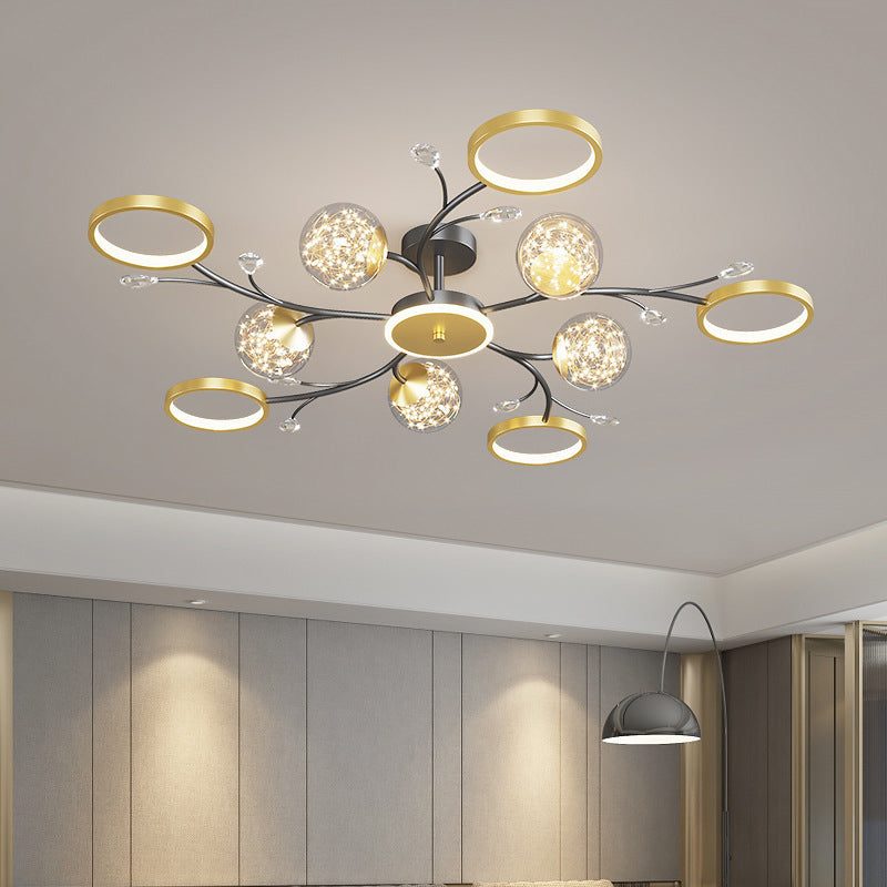 Circle Semi Flush Mount Light Fixture Acrylic Modern Flush Mount Ceiling Light Fixtures for Bedroom