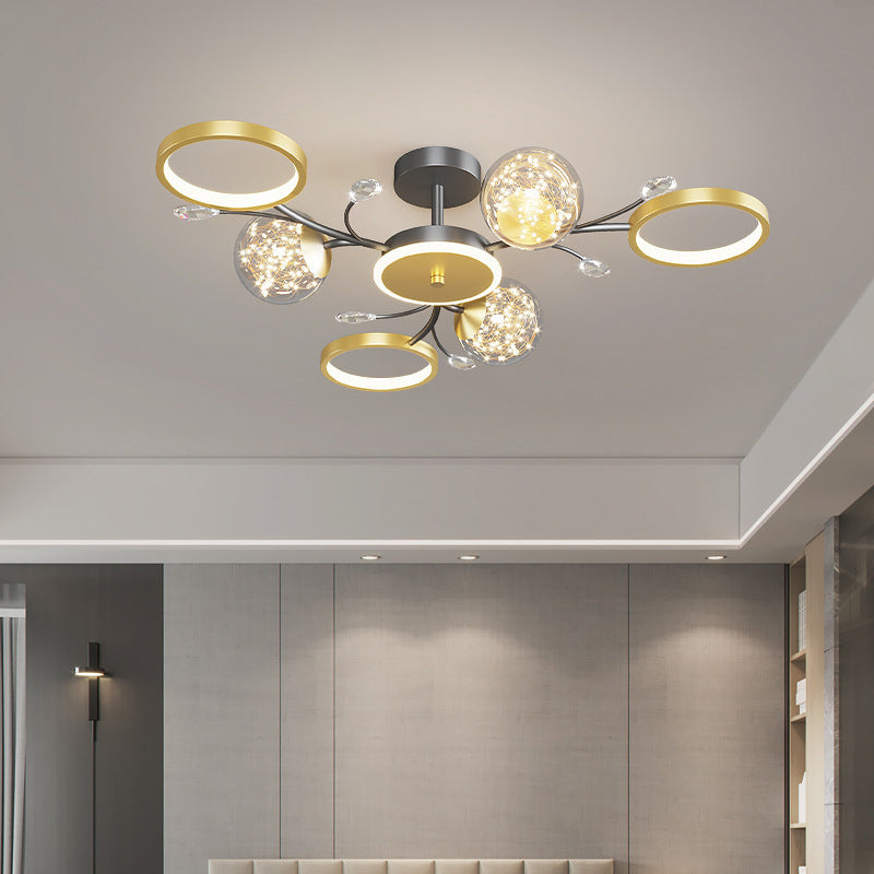 Circle Semi Flush Mount Light Fixture Acrylic Modern Flush Mount Ceiling Light Fixtures for Bedroom