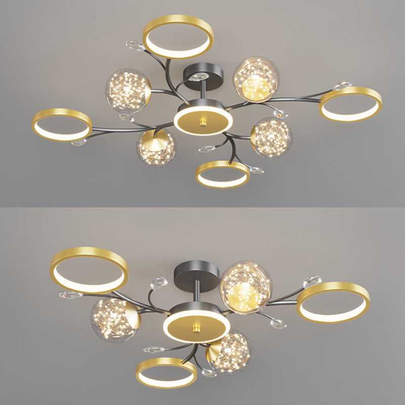 Circle Semi Flush Mount Light Fixture Acrylic Modern Flush Mount Ceiling Light Fixtures for Bedroom