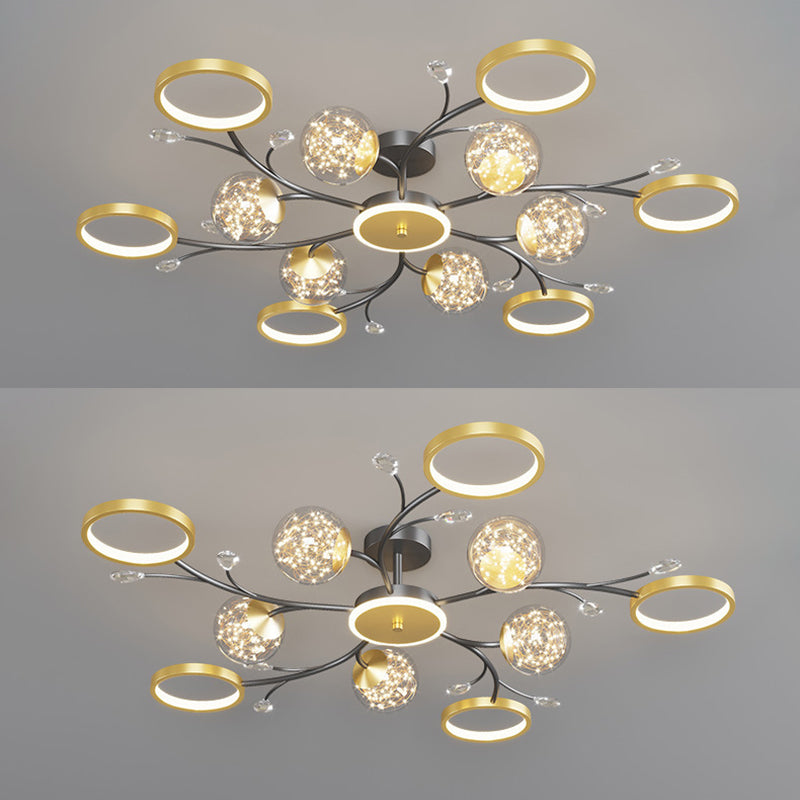 Circle Semi Flush Mount Light Fixture Acrylic Modern Flush Mount Ceiling Light Fixtures for Bedroom