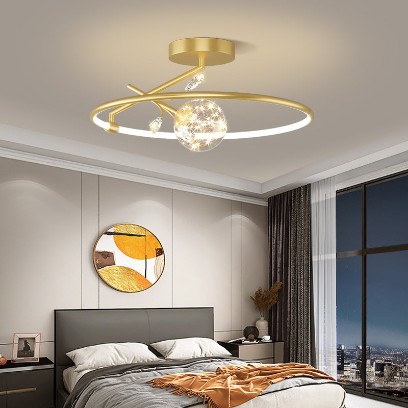 Round Semi Flush Mount Light Fixture Modern Metal LED Semi Flush Mount Ceiling Light