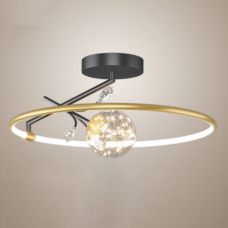 Round Semi Flush Mount Light Fixture Modern Metal LED Semi Flush Mount Ceiling Light