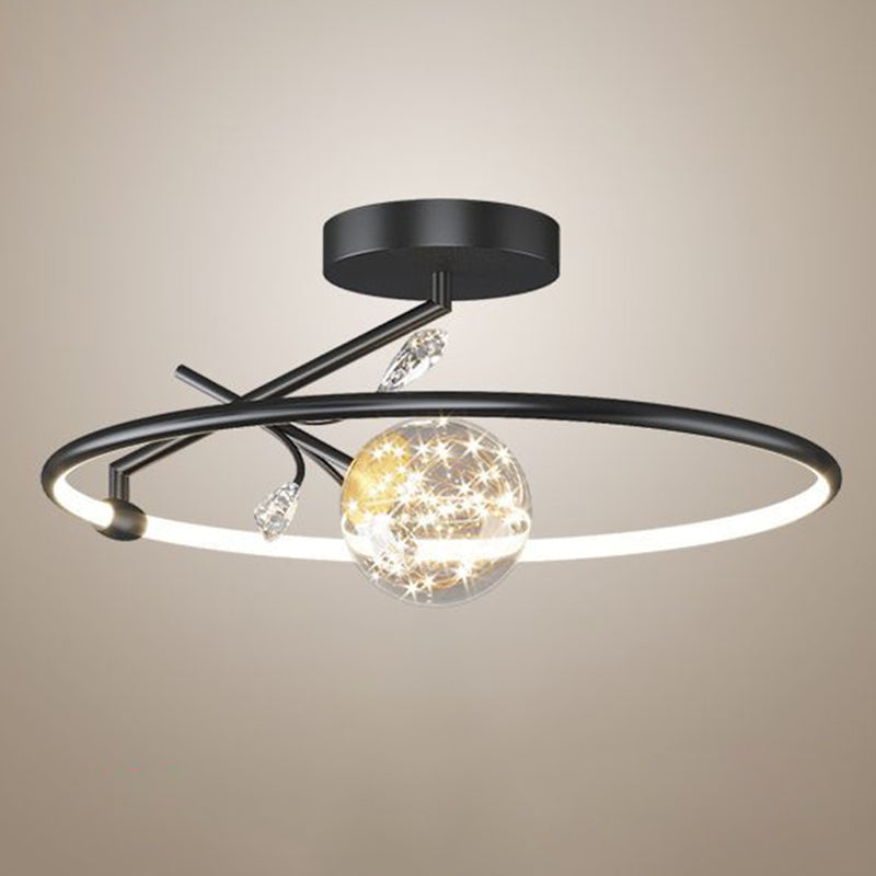 Light semi -filo rotondo a montaggio a monte moderna a LED in metallo semifulco su soffitto