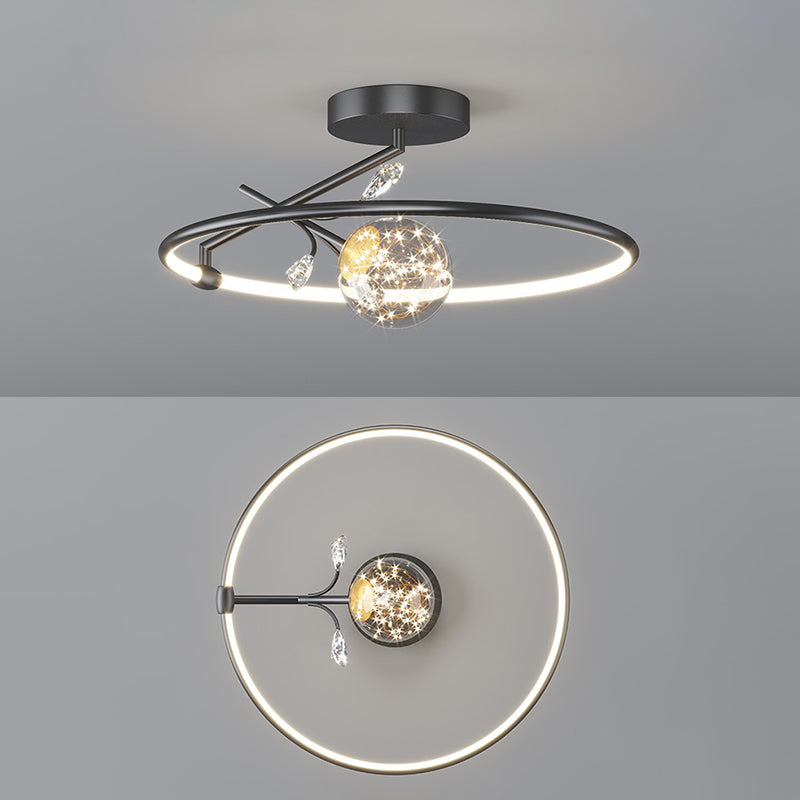 Ronde semi -spoelmontage verlichtingsbeveiliging Moderne metalen led semi -spoelbevestiging plafondlicht