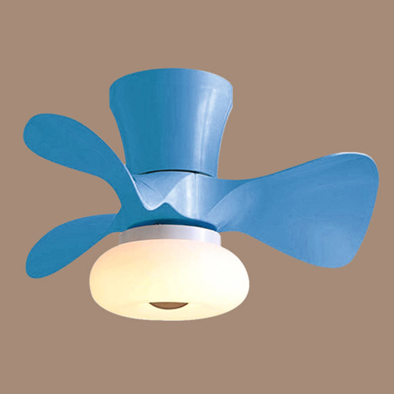 Macaron Round Hanging Fan Light Acrylic Kids Bedroom LED Semi Flush Mount