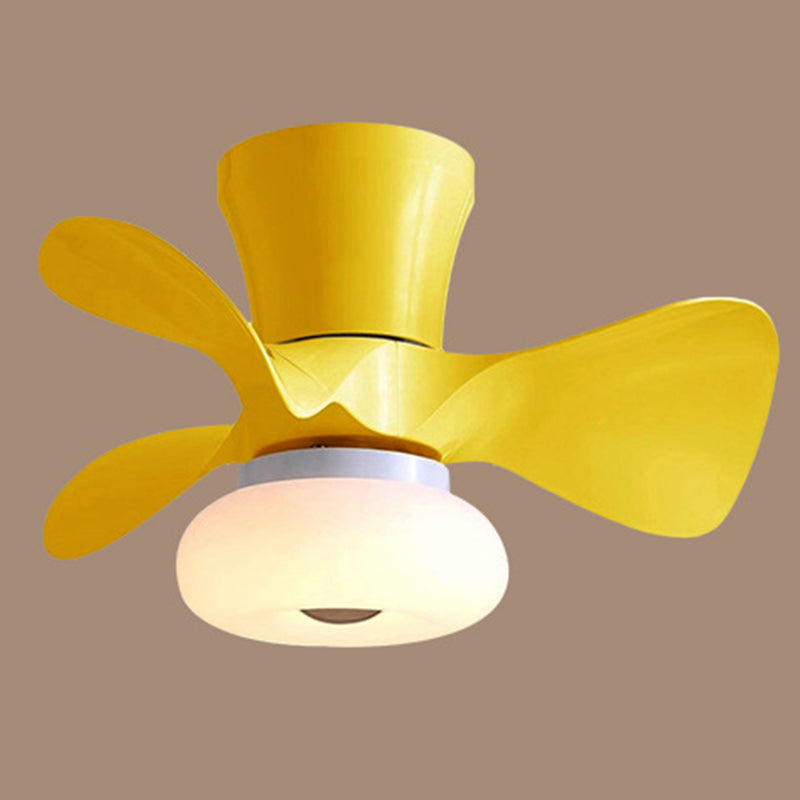 Macaron Round Hanging Fan Light Acrylic Kids Bedroom LED Semi Flush Mount