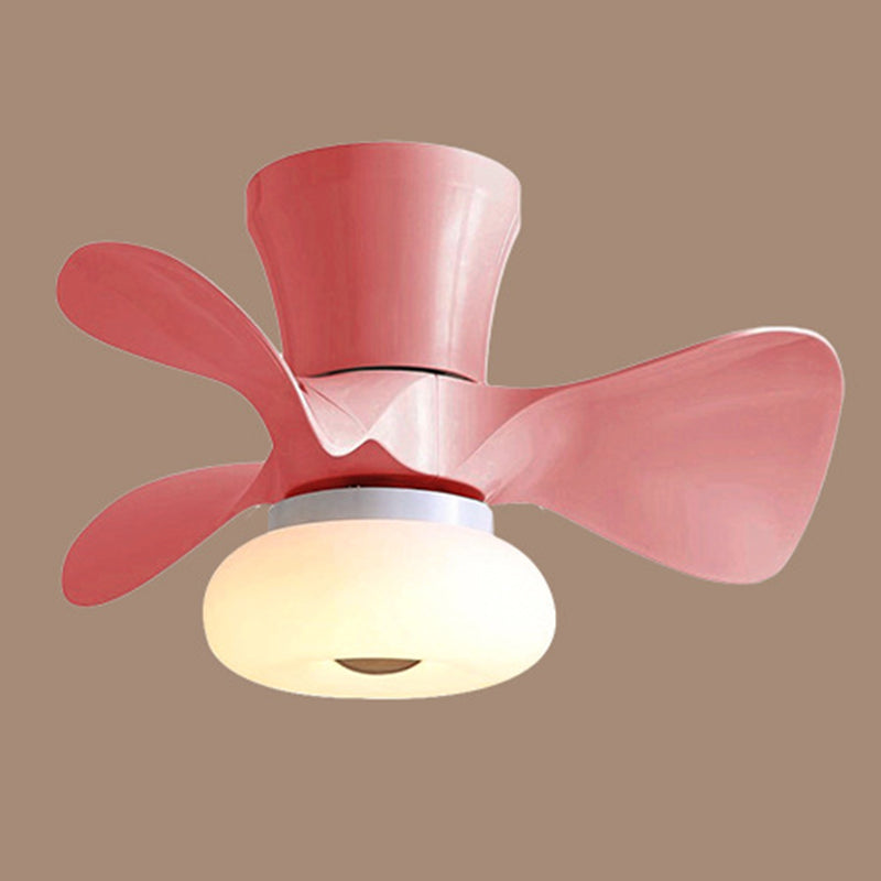 Macaron Round Hanging Fan Light Acrylic Kids Bedroom LED Semi Flush Mount