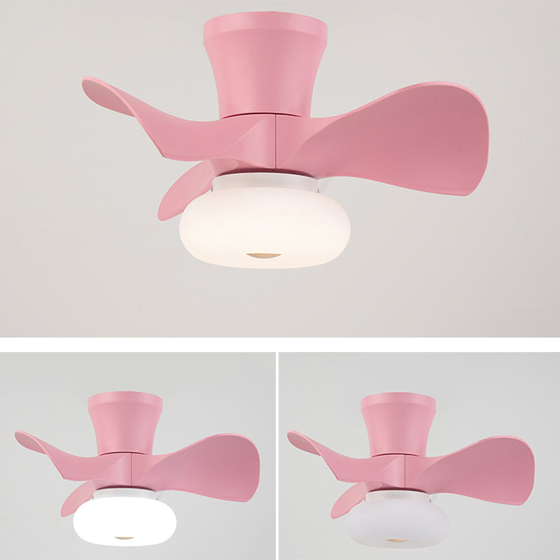 Macaron Round Hanging Fan Light Acrylic Kids Bedroom LED Semi Flush Mount