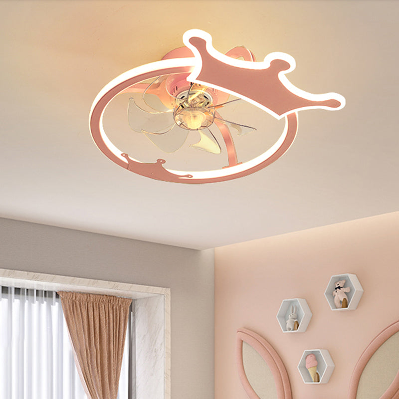 Éclairage de ventilateur de plafond LED de bande dessinée semi-fluste en forme de bague acrylique pour pépinière