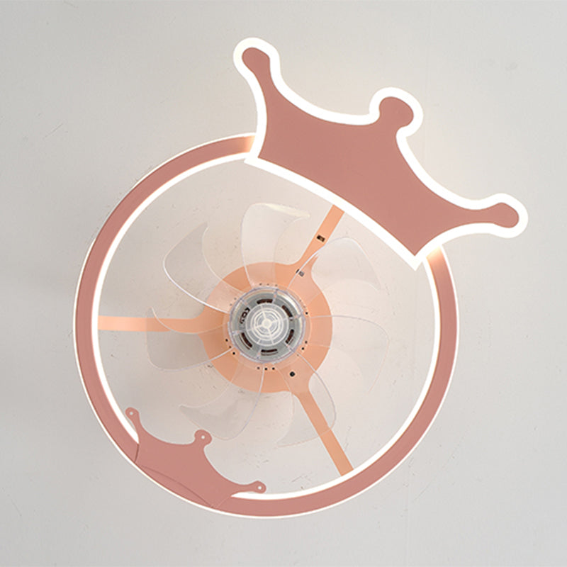 Éclairage de ventilateur de plafond LED de bande dessinée semi-fluste en forme de bague acrylique pour pépinière