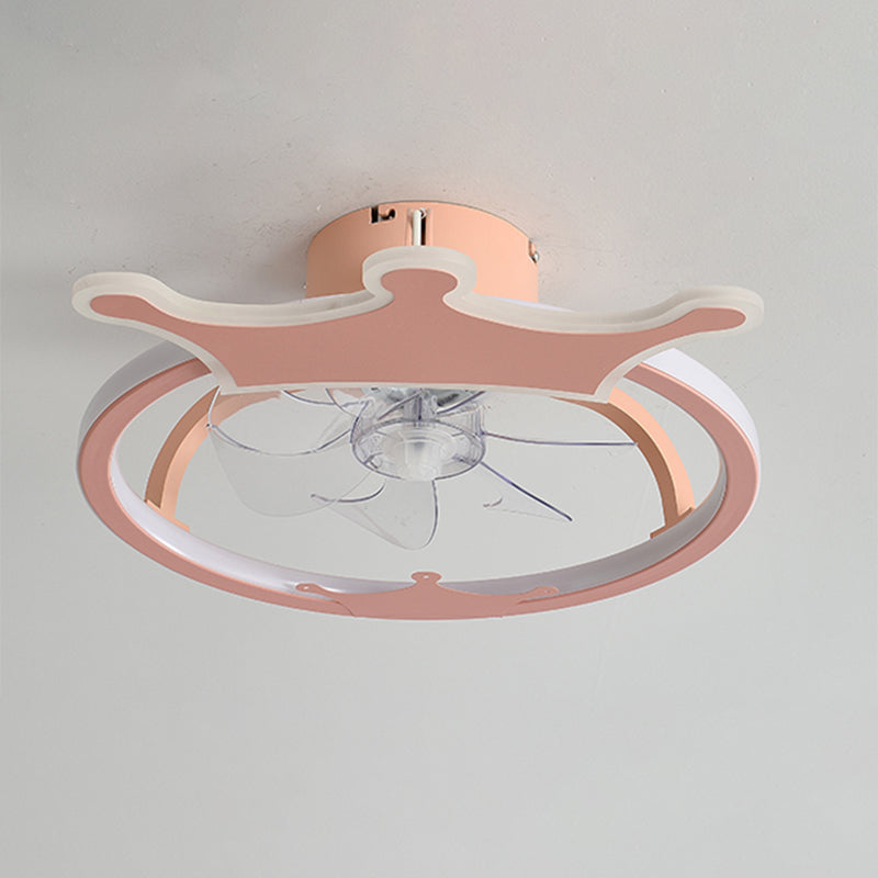 Éclairage de ventilateur de plafond LED de bande dessinée semi-fluste en forme de bague acrylique pour pépinière