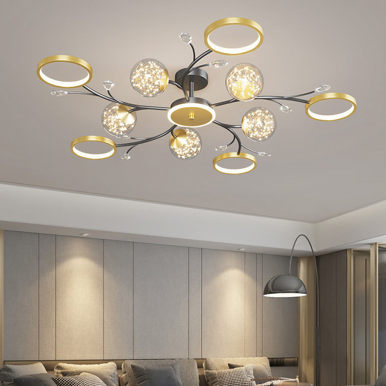 Circle Semi Flush Mount Light Fixture Acrylic Modern Flush Mount Ceiling Light Fixtures for Bedroom