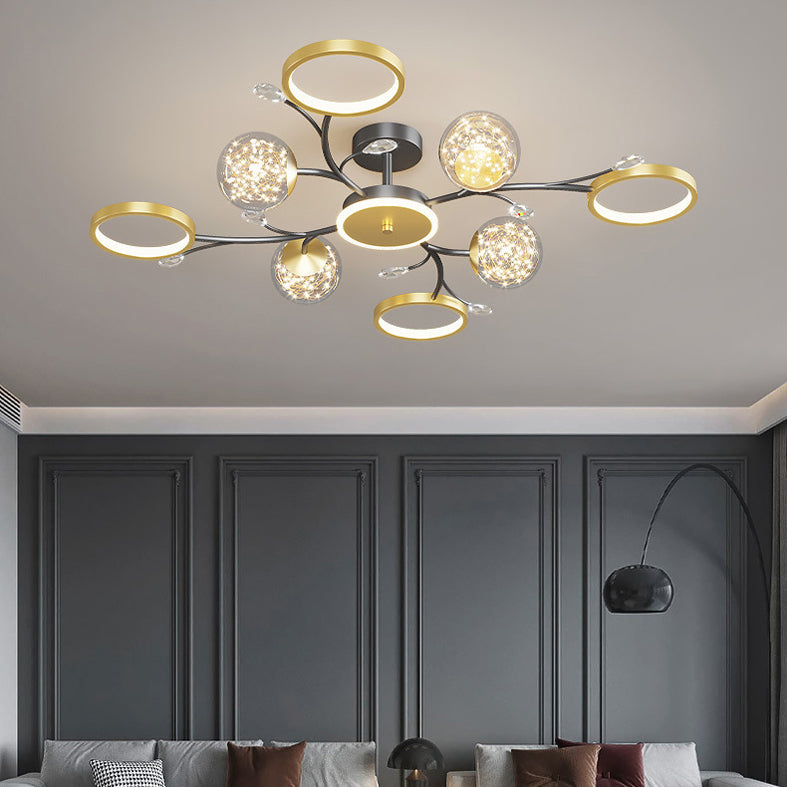 Circle Semi Flush Mount Light Fixture Acrylic Modern Flush Mount Ceiling Light Fixtures for Bedroom