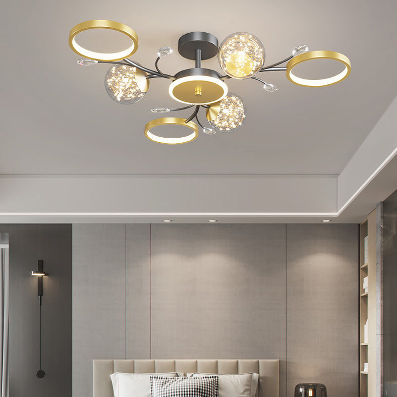 Circle Semi Flush Mount Light Fixture Acrylic Modern Flush Mount Ceiling Light Fixtures for Bedroom