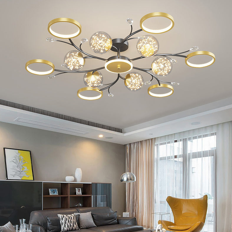 Circle Semi Flush Mount Light Fixture Acrylic Modern Flush Mount Ceiling Light Fixtures for Bedroom