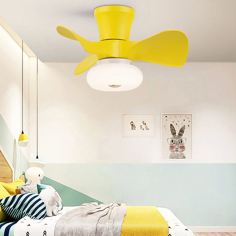 Macaron Round Hanging Fan Light Acrylic Kids Bedroom LED Semi Flush Mount