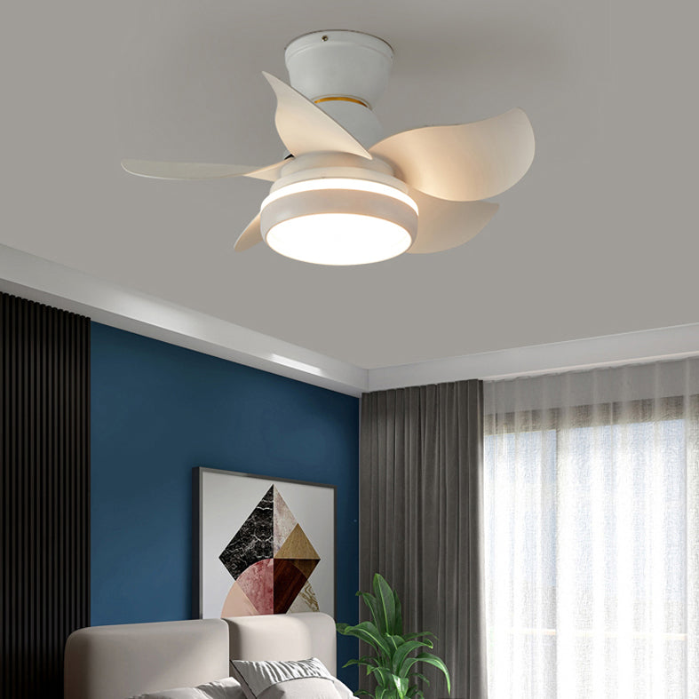 Macaron Style Round Pendant Fan Lamp Fixture Acrylic LED Bedroom Semi Flush Light