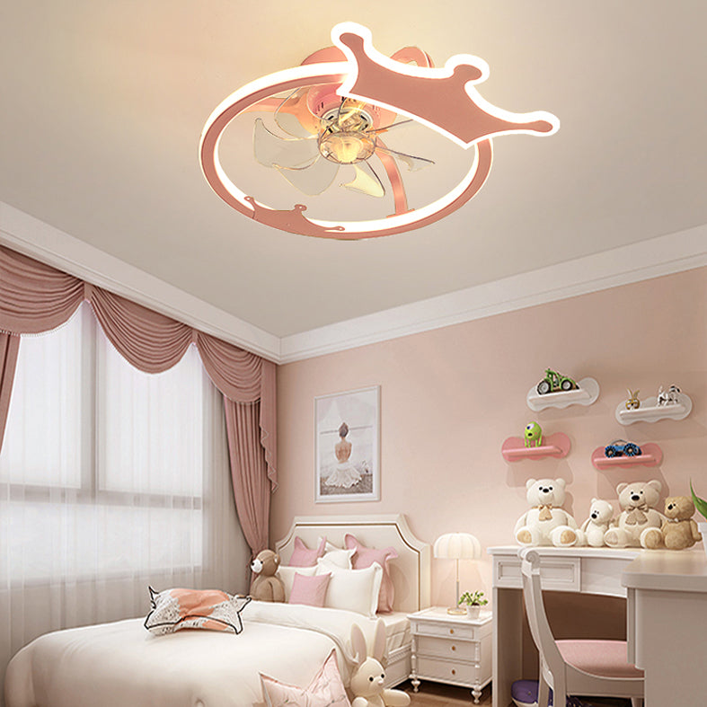 Éclairage de ventilateur de plafond LED de bande dessinée semi-fluste en forme de bague acrylique pour pépinière