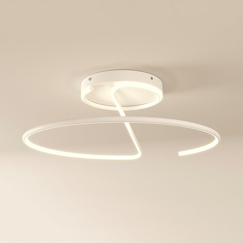 Modern Minimalist LED Ceiling Light Aluminium Linear Semi Flush Mount with Silicone Shade