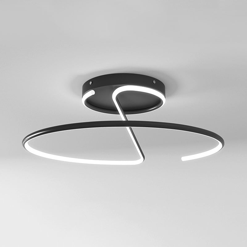 Modern Minimalist LED Ceiling Light Aluminium Linear Semi Flush Mount with Silicone Shade