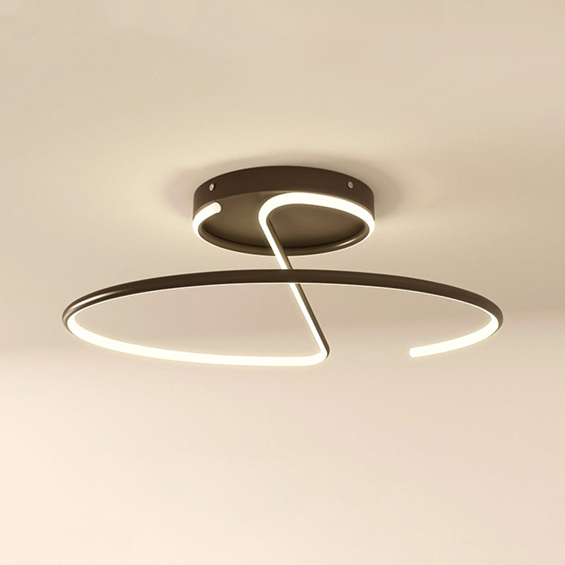 Modern Minimalist LED Ceiling Light Aluminium Linear Semi Flush Mount with Silicone Shade