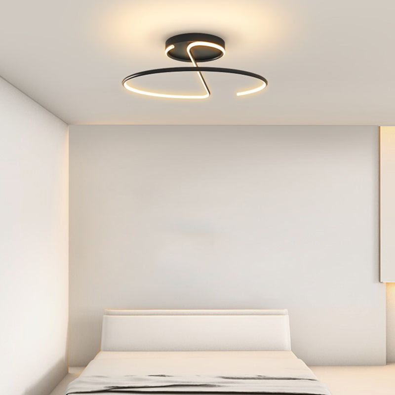 Modern Minimalist LED Ceiling Light Aluminium Linear Semi Flush Mount with Silicone Shade