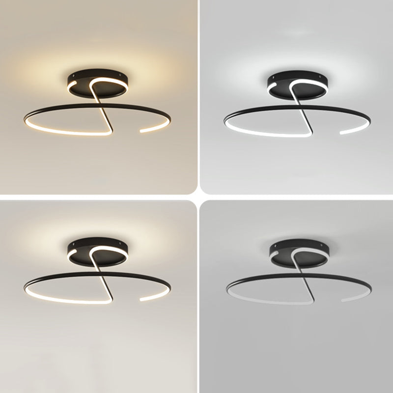 Modern Minimalist LED Ceiling Light Aluminium Linear Semi Flush Mount with Silicone Shade