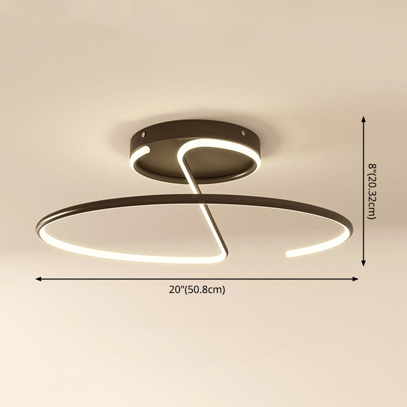 Modern Minimalist LED Ceiling Light Aluminium Linear Semi Flush Mount with Silicone Shade