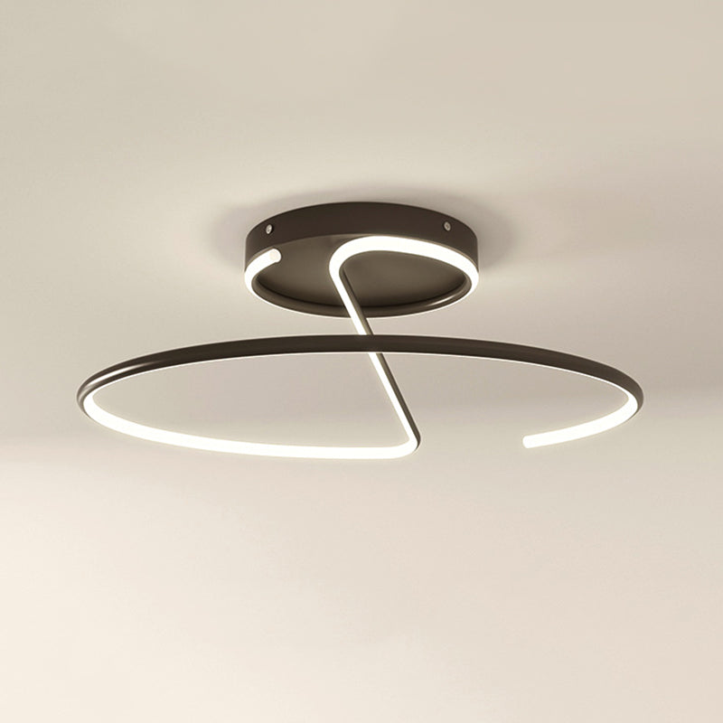 Modern Minimalist LED Ceiling Light Aluminium Linear Semi Flush Mount with Silicone Shade