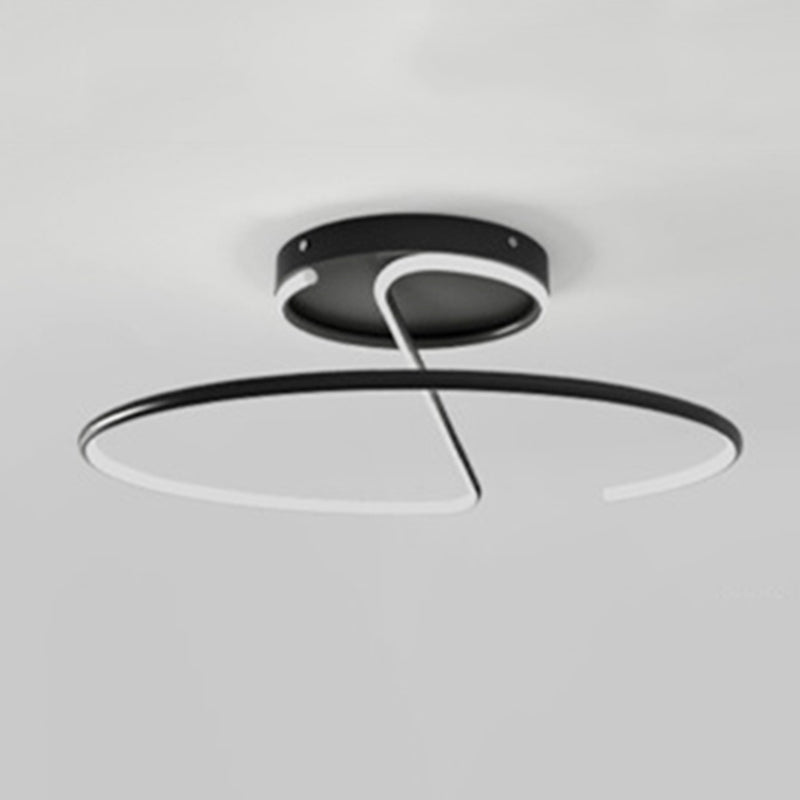 Modern Minimalist LED Ceiling Light Aluminium Linear Semi Flush Mount with Silicone Shade