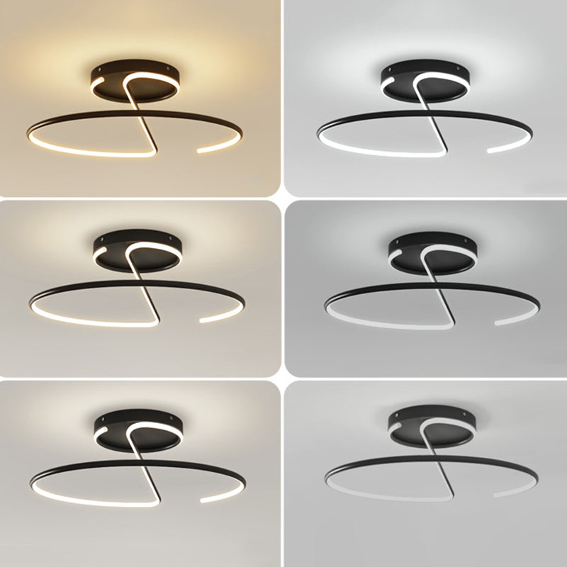 Modern Minimalist LED Ceiling Light Aluminium Linear Semi Flush Mount with Silicone Shade