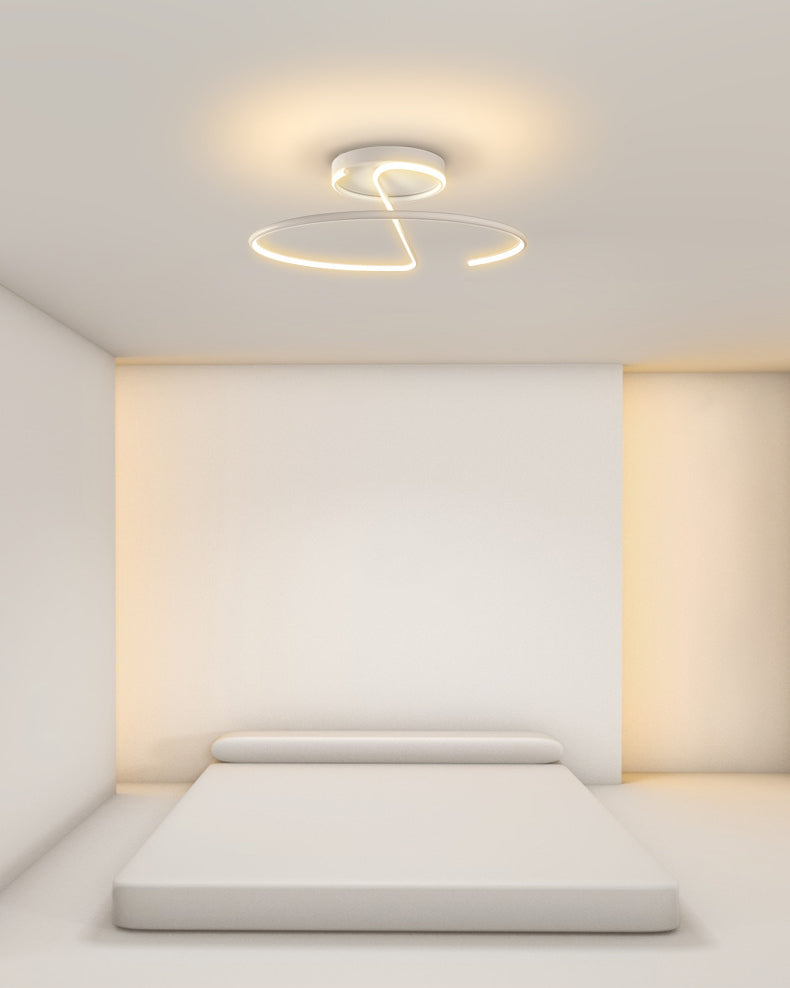 Modern Minimalist LED Ceiling Light Aluminium Linear Semi Flush Mount with Silicone Shade