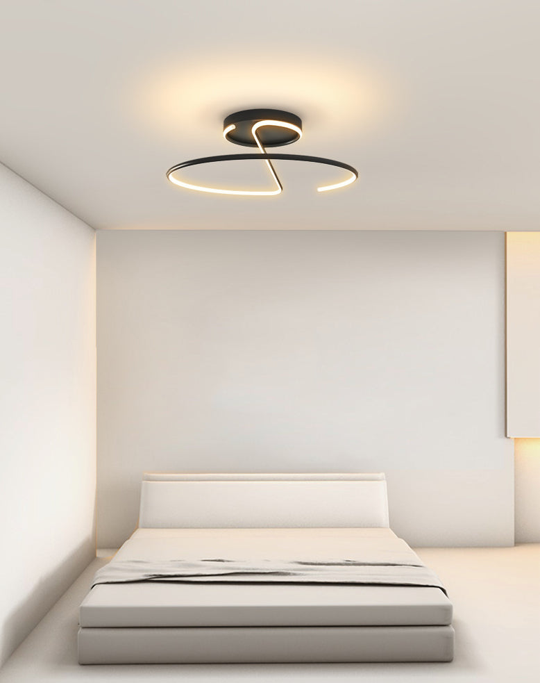 Modern Minimalist LED Ceiling Light Aluminium Linear Semi Flush Mount with Silicone Shade