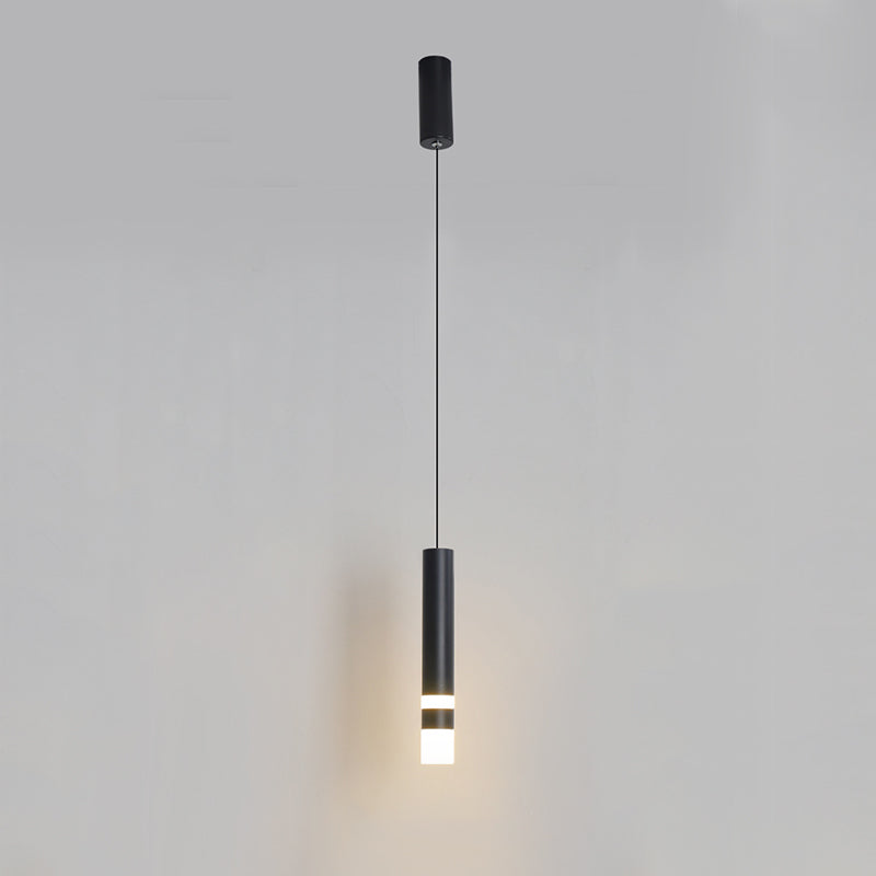 Pendante LED Black Cylindroid dans la simplicité moderne Lampe suspendue en fer forgé avec une teinte acrylique