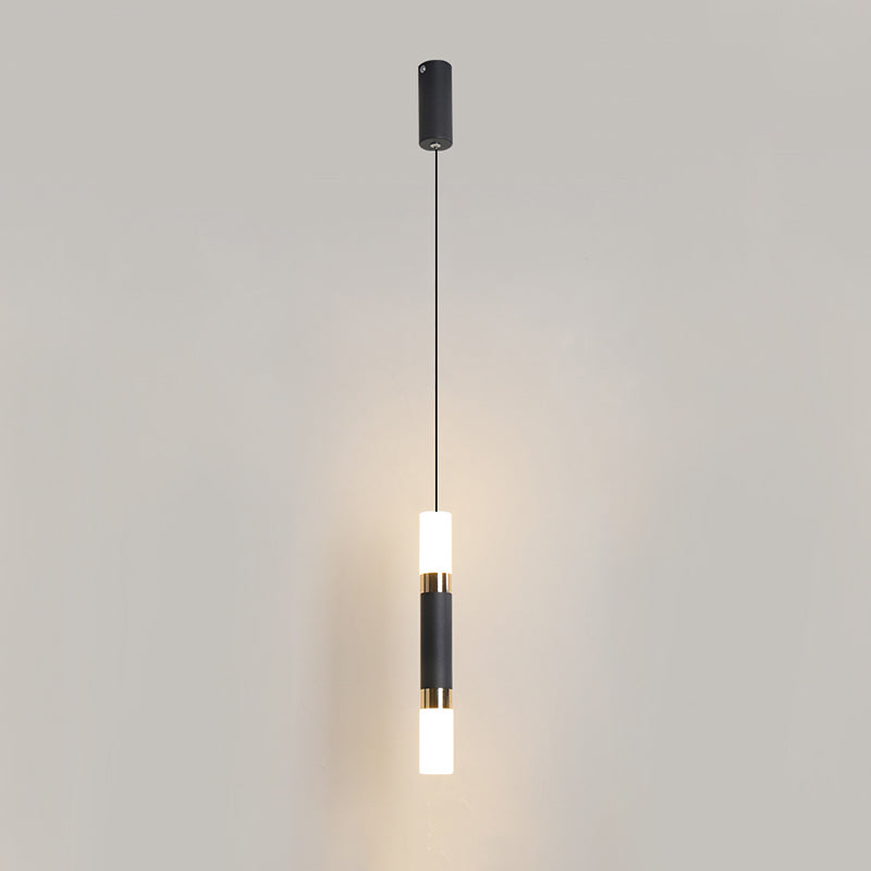 Pendante LED Black Cylindroid dans la simplicité moderne Lampe suspendue en fer forgé avec une teinte acrylique