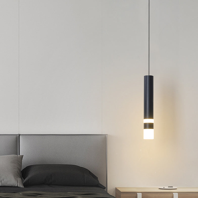 Pendante LED Black Cylindroid dans la simplicité moderne Lampe suspendue en fer forgé avec une teinte acrylique