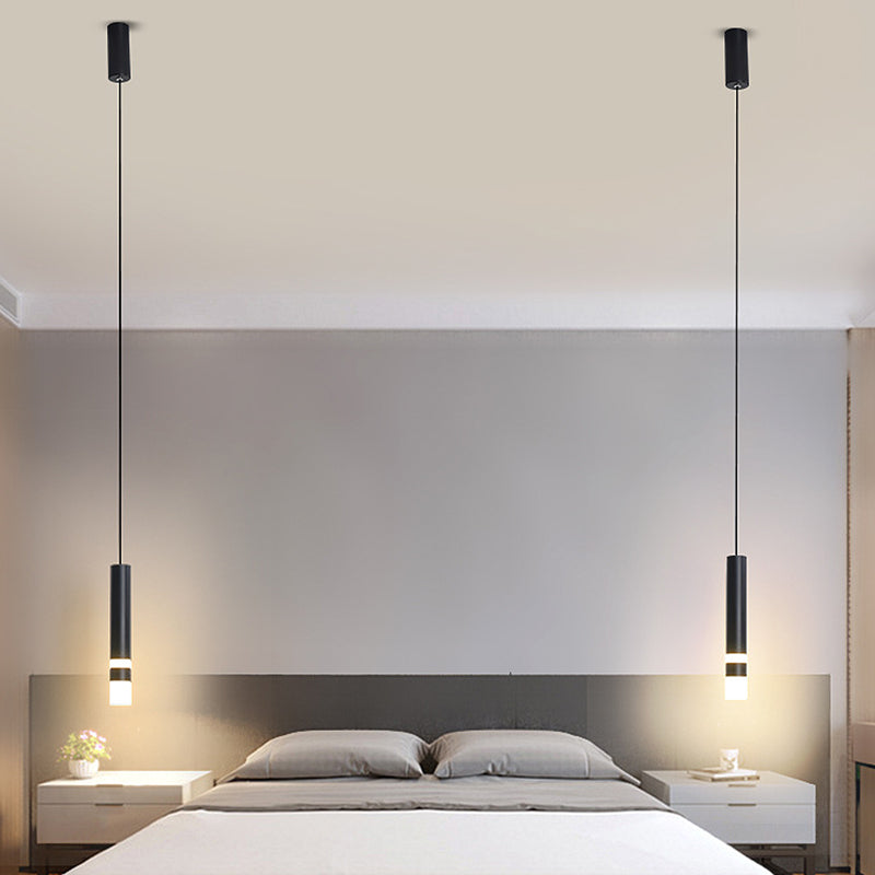 Pendante LED Black Cylindroid dans la simplicité moderne Lampe suspendue en fer forgé avec une teinte acrylique