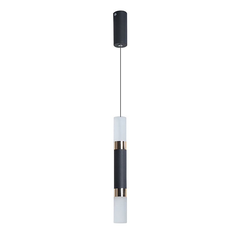 Pendante LED Black Cylindroid dans la simplicité moderne Lampe suspendue en fer forgé avec une teinte acrylique