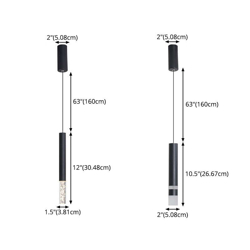 Pendante LED Black Cylindroid dans la simplicité moderne Lampe suspendue en fer forgé avec une teinte acrylique