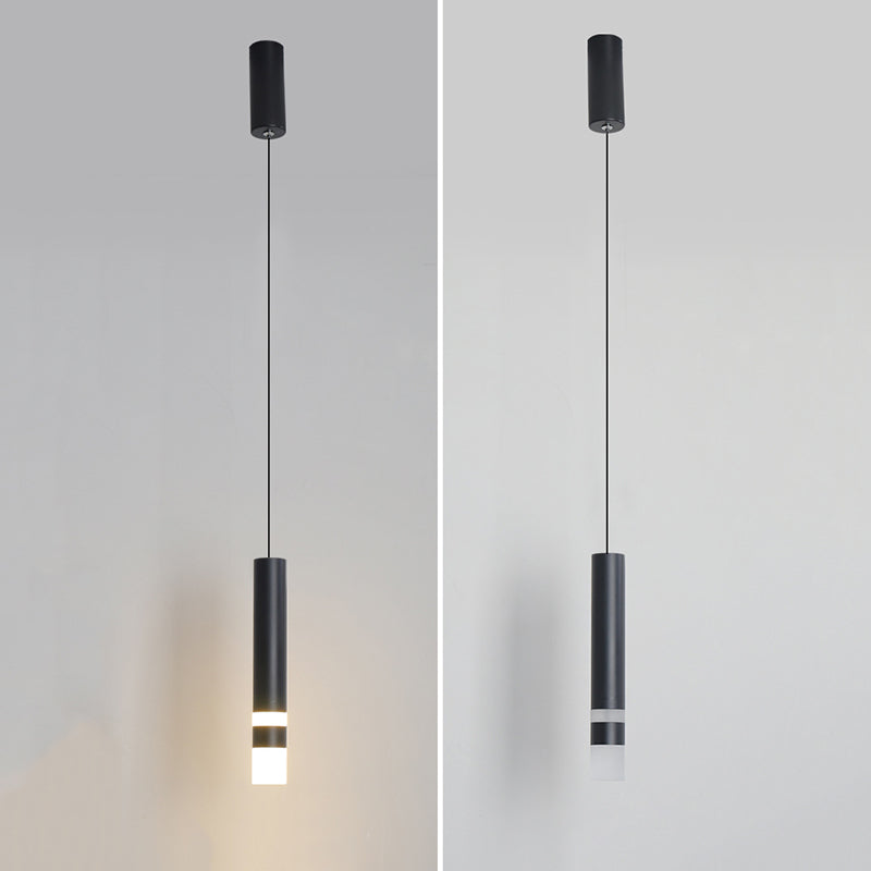 Pendante LED Black Cylindroid dans la simplicité moderne Lampe suspendue en fer forgé avec une teinte acrylique