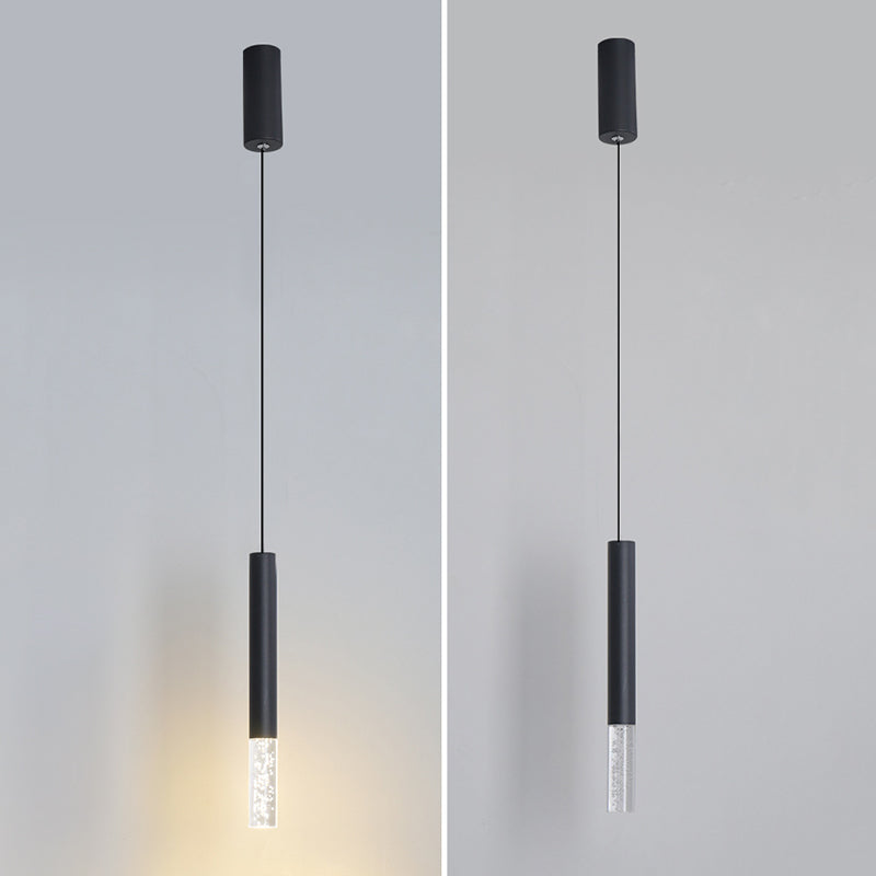 Pendante LED Black Cylindroid dans la simplicité moderne Lampe suspendue en fer forgé avec une teinte acrylique