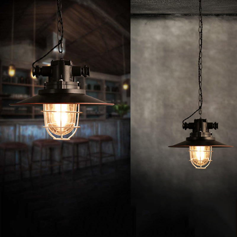 1-Light Glass Suspended Lighting Fixture Vintage Loft Pendant Light Kit for Coffee